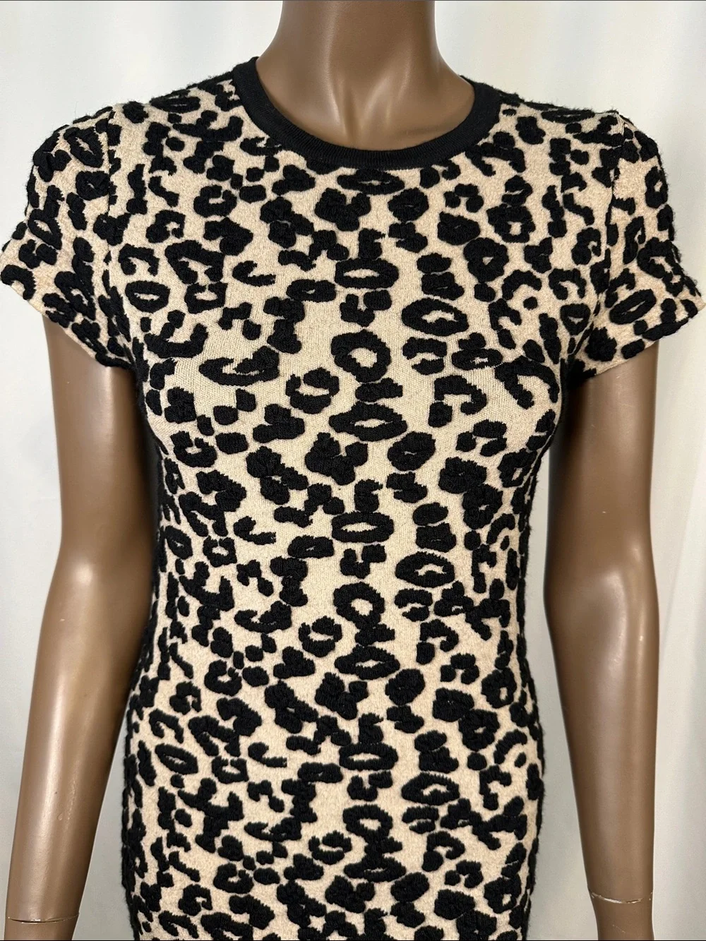 Free People Animal Print Embroidered Knit Sheath Dress